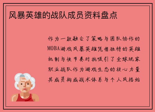 风暴英雄的战队成员资料盘点